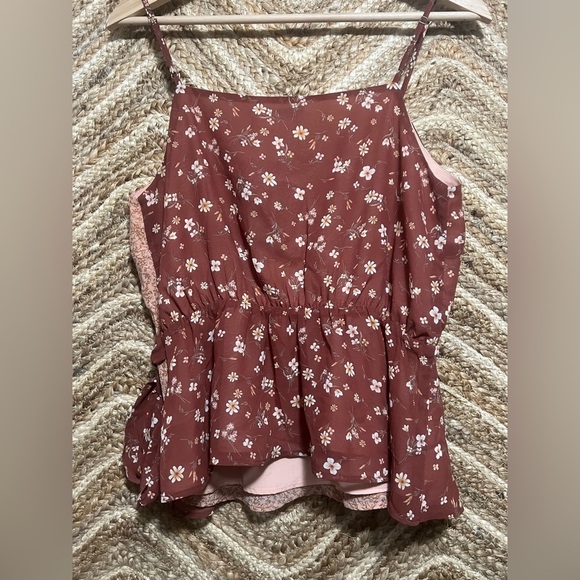Anthropologie Paper Crane Junior's Double Print Faux Wrap Peplum Top,Size M,NWT - Picture 5 of 10